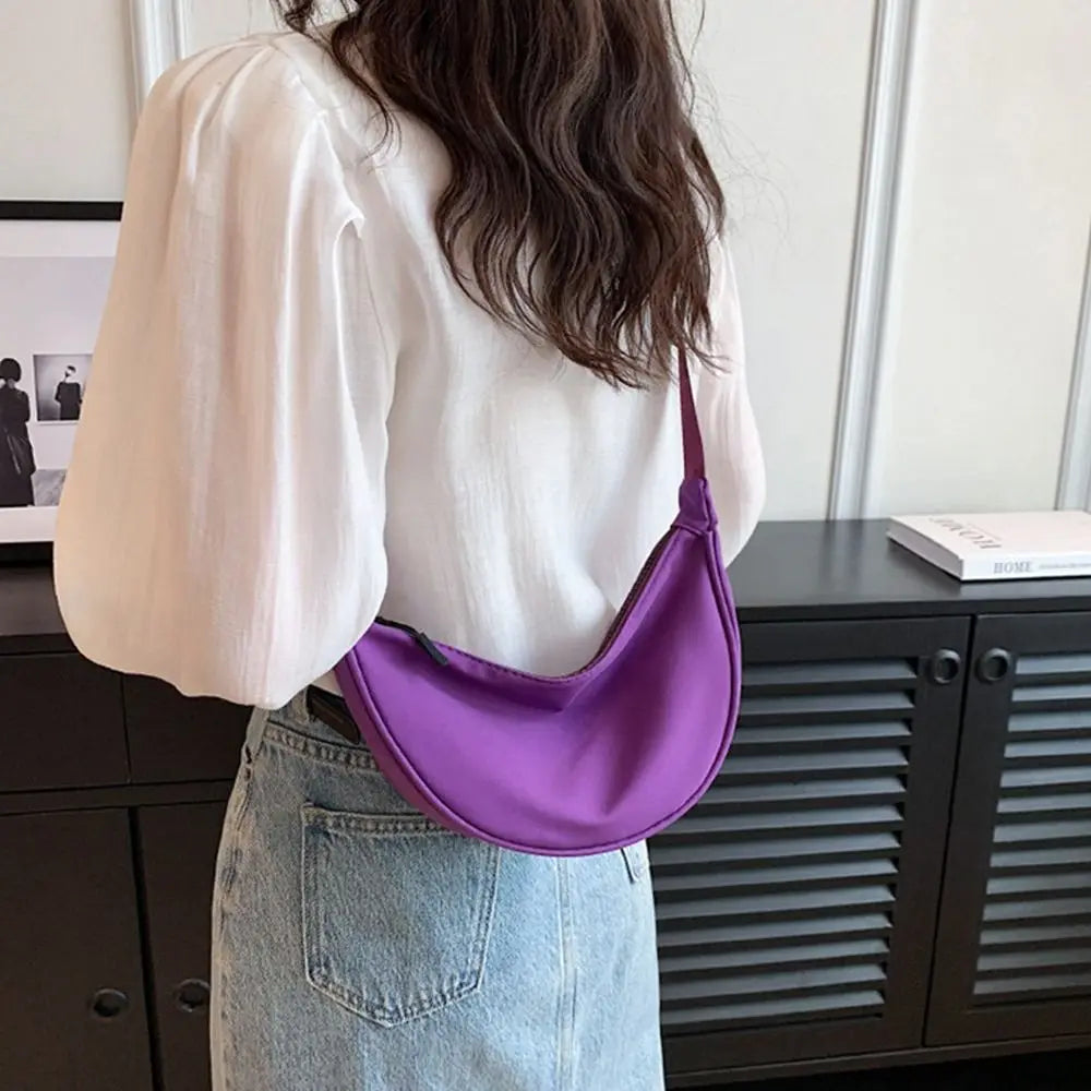 Nylon Crossbody Bag For Women Fashion Portable Casual Hobos Sport Chest Bag Underarm Bag Students Dumpling Shape Shoulder Bag