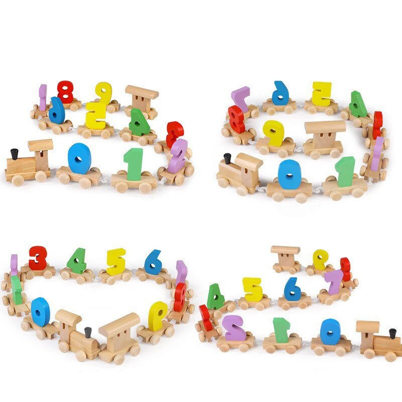 Wooden Digital Small Train Toy Set for Kids,Learning