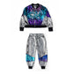 Street Jazz Dance Costume Performan Clothes Wear Kid Hip Hop Clothing Sequined Coat Jacket Loosed Silver Pants For Girls Boys